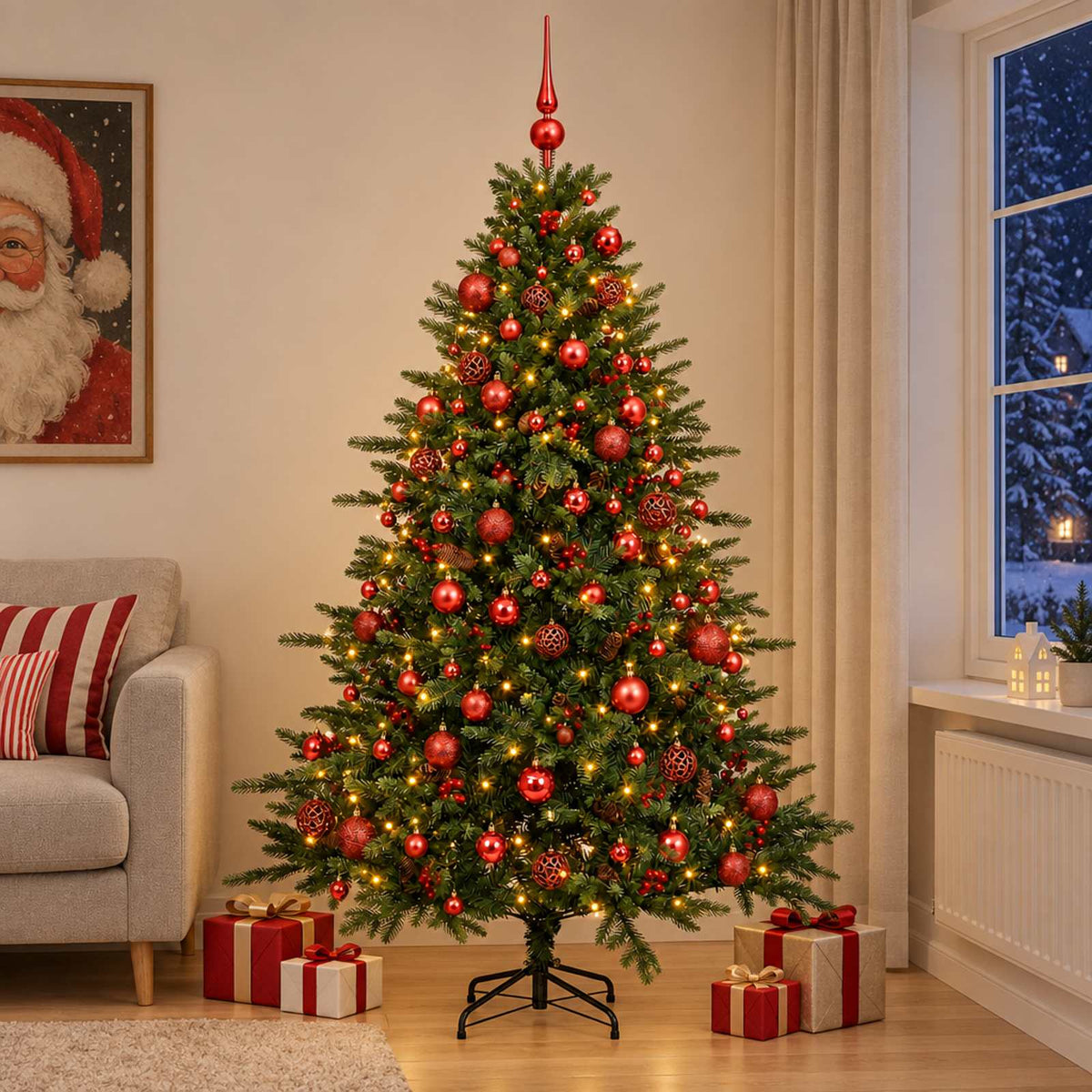 Umjetno božićno drvce s kuglicom 210 cm 300 LED lampica