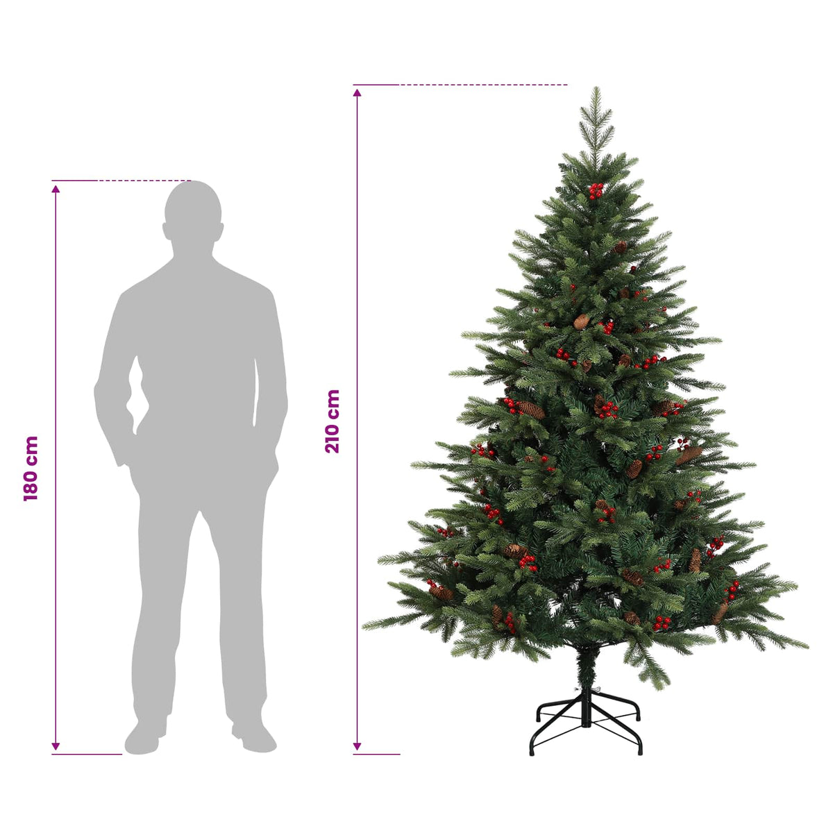Umjetno božićno drvce s kuglicom 210 cm 300 LED lampica