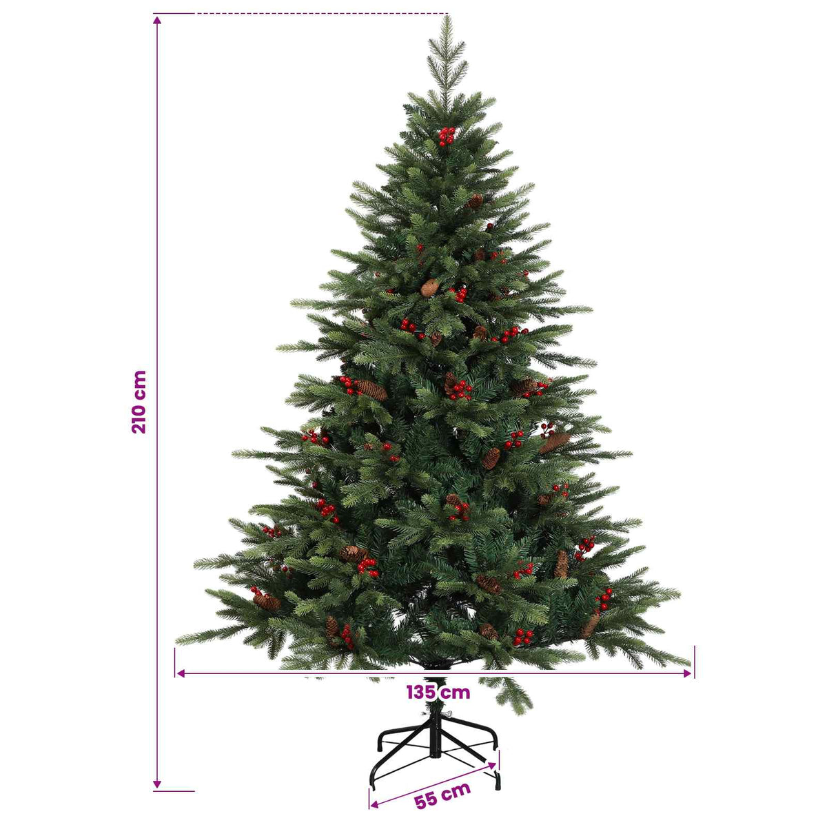 Umjetno božićno drvce s kuglicom 210 cm 300 LED lampica