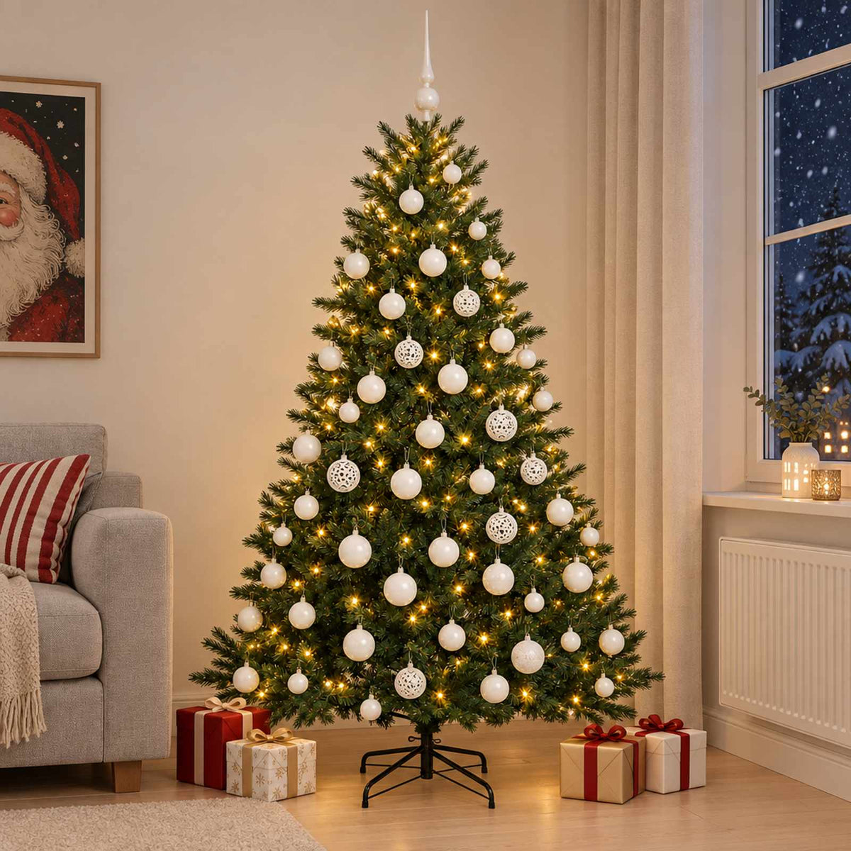 Umjetno božićno drvce s kuglicom 210 cm 300 LED lampica