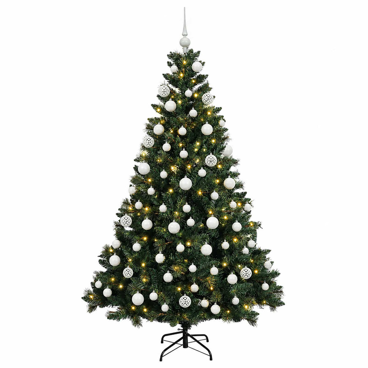 Umjetno božićno drvce s kuglicama 180 cm 300 LED lampica