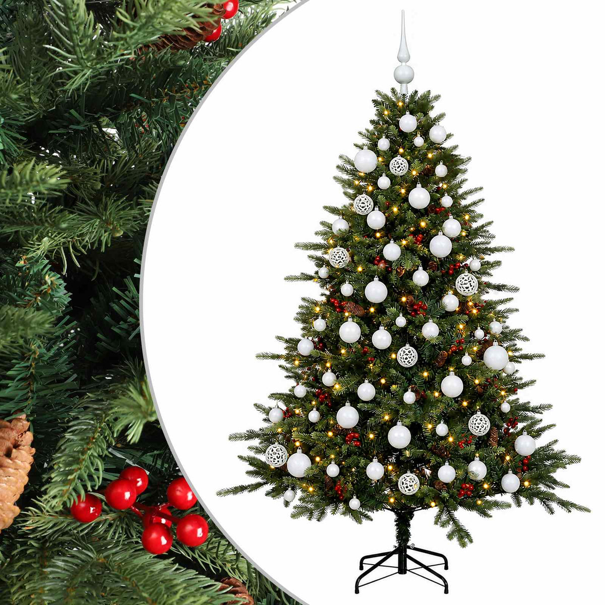 Umjetno božićno drvce s kuglicom 180 cm 300 LED lampica