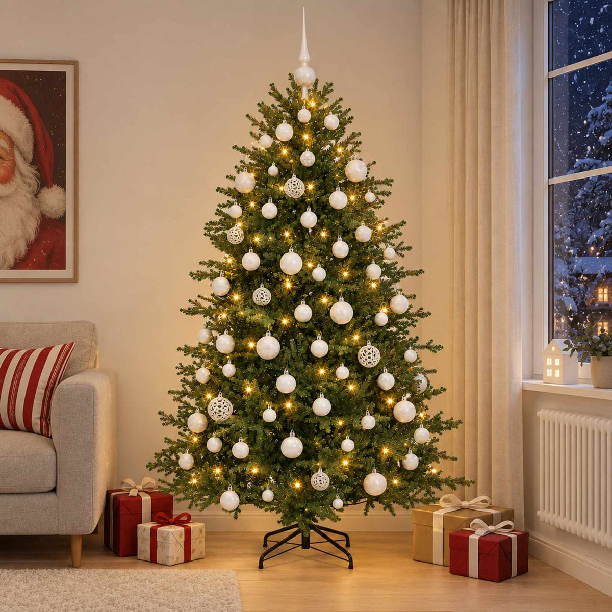 Umjetno božićno drvce s kuglicom 240 cm 300 LED lampica