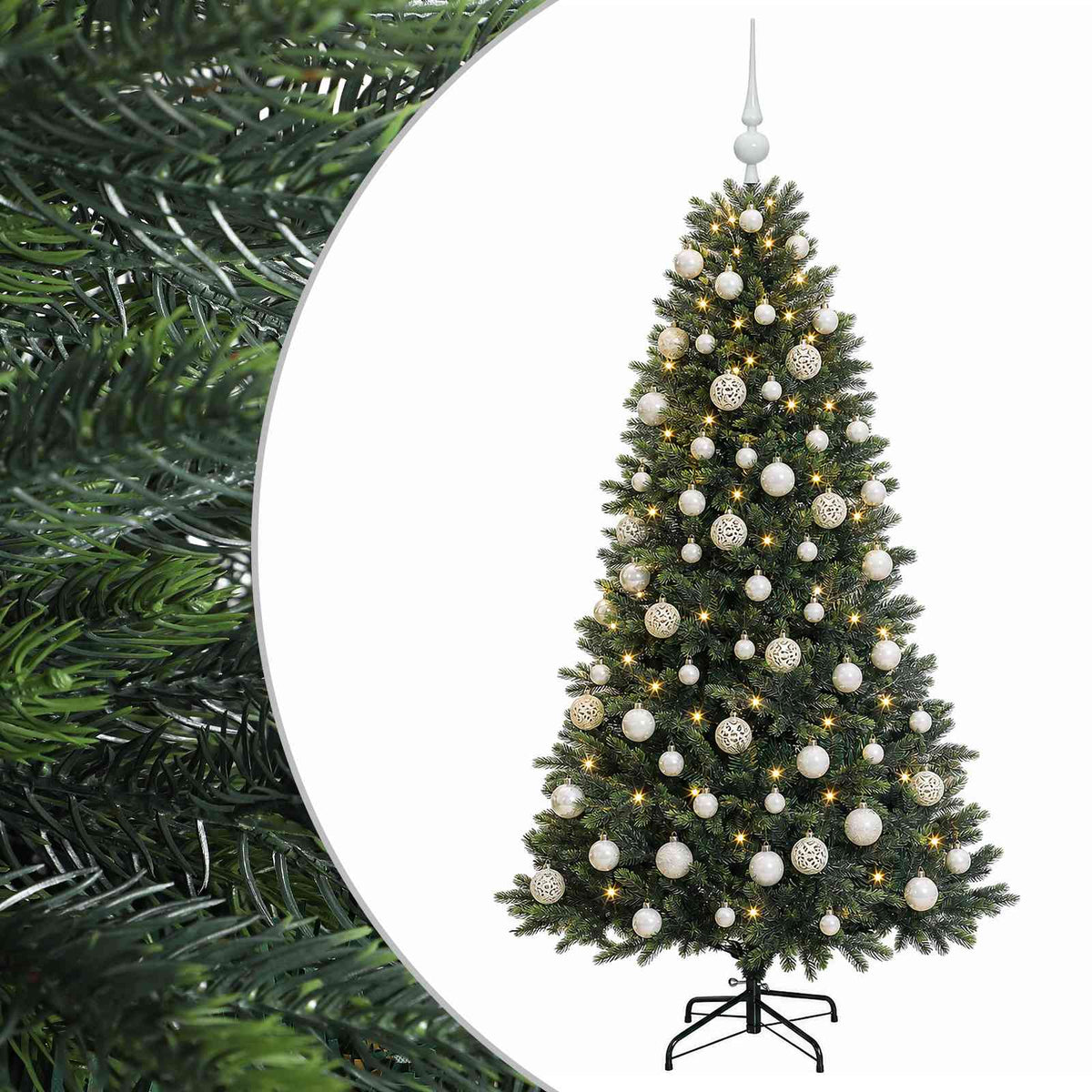 Umjetno božićno drvce s kuglicama 180 cm 300 LED lampica
