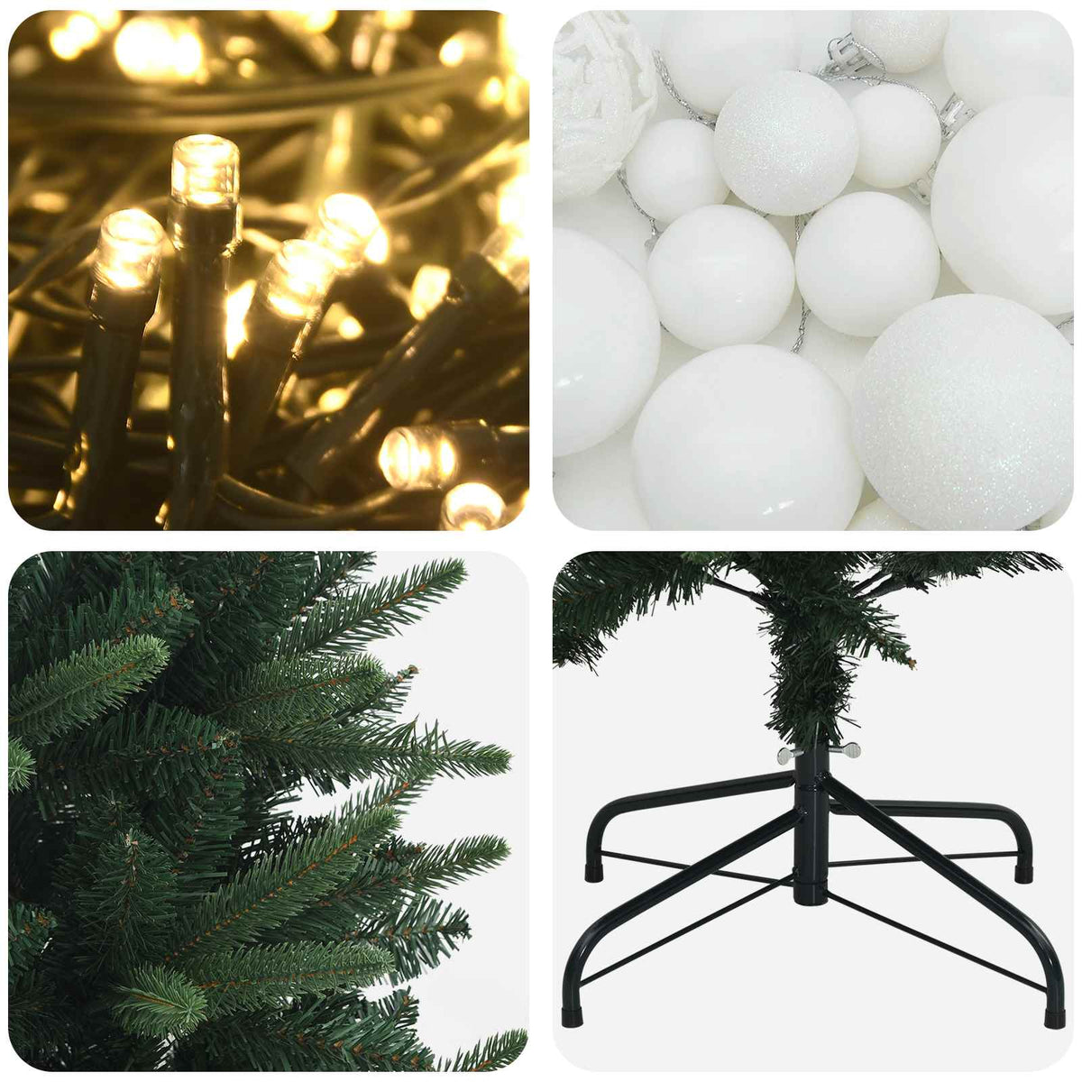 Umjetno božićno drvce s kuglicama 210 cm 300 LED lampica