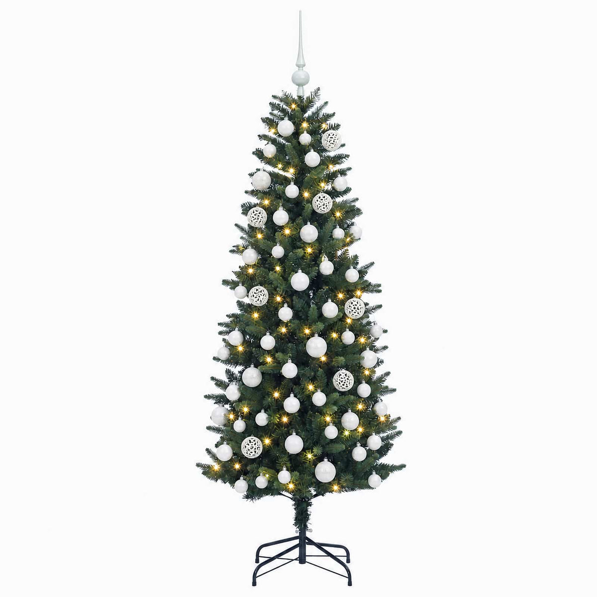Umjetno božićno drvce s kuglicama 210 cm 300 LED lampica