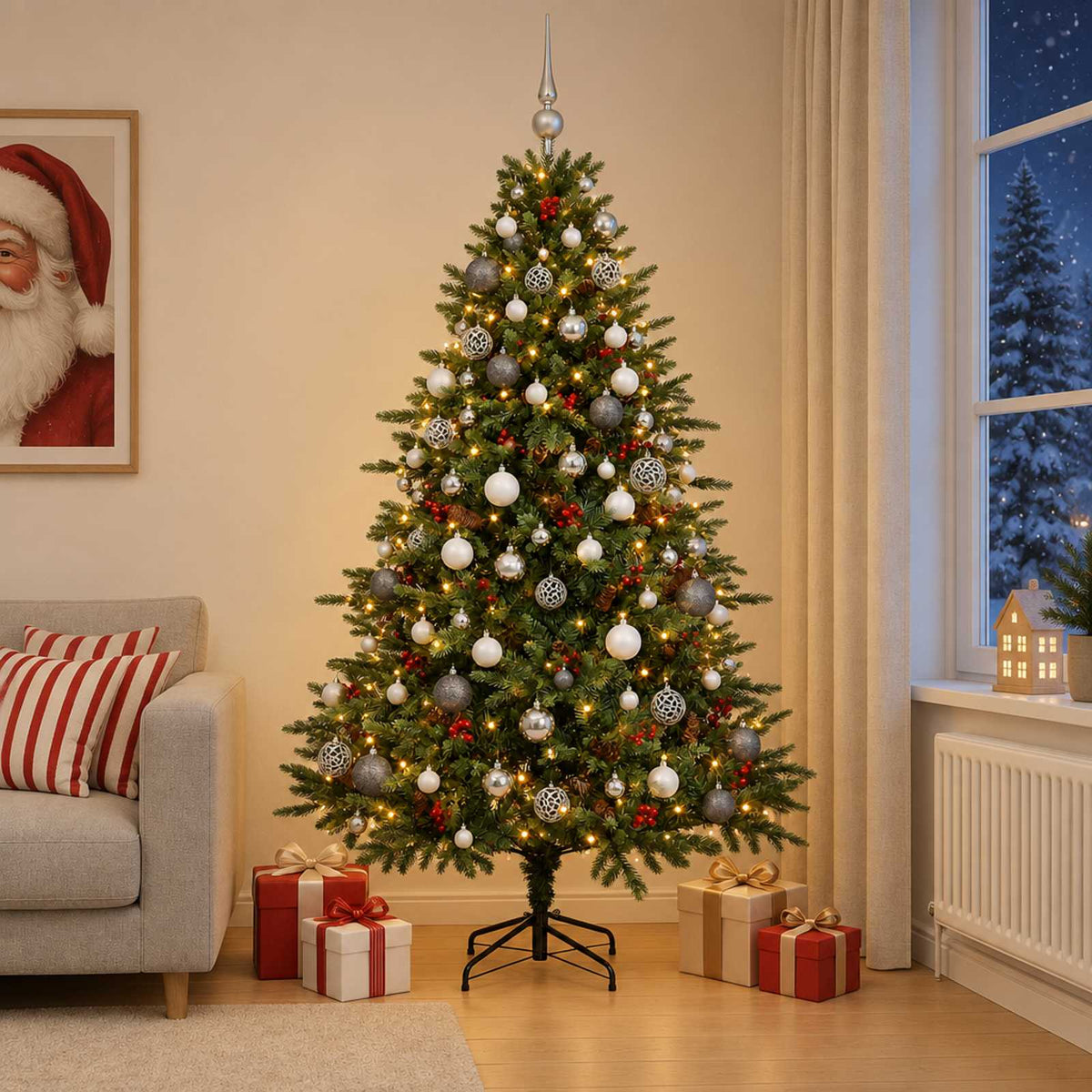 Umjetno božićno drvce s kuglicom 240 cm 300 LED lampica