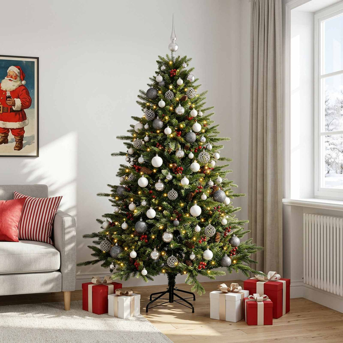 Umjetno božićno drvce s kuglicom 240 cm 300 LED lampica