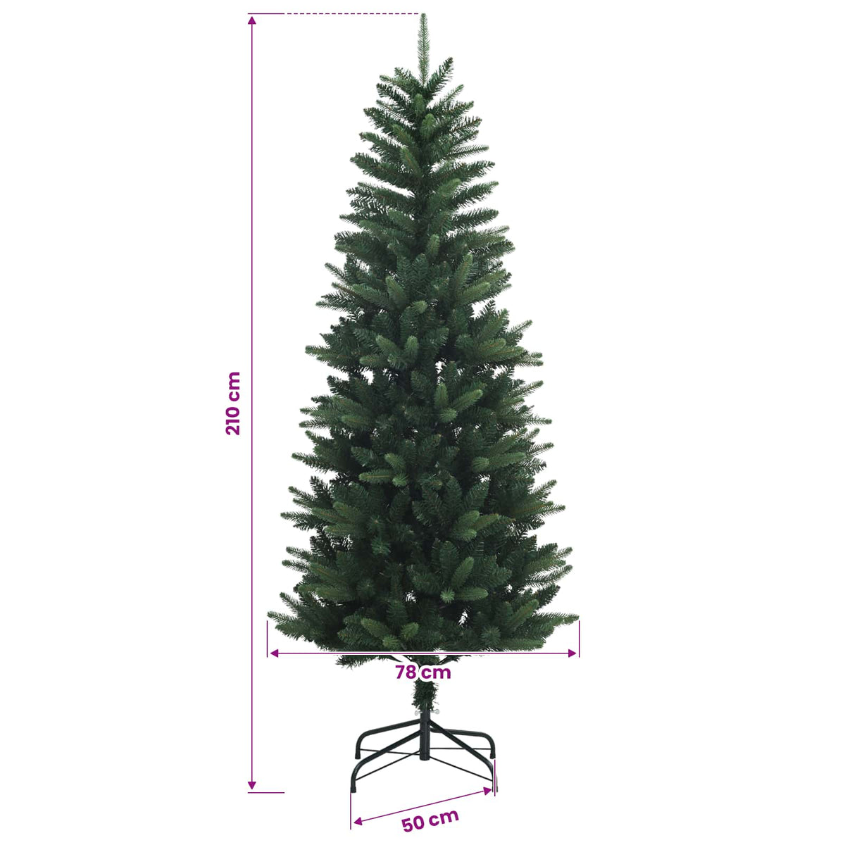 Umjetno savitljivo božićno drvce s kuglicama 210 cm