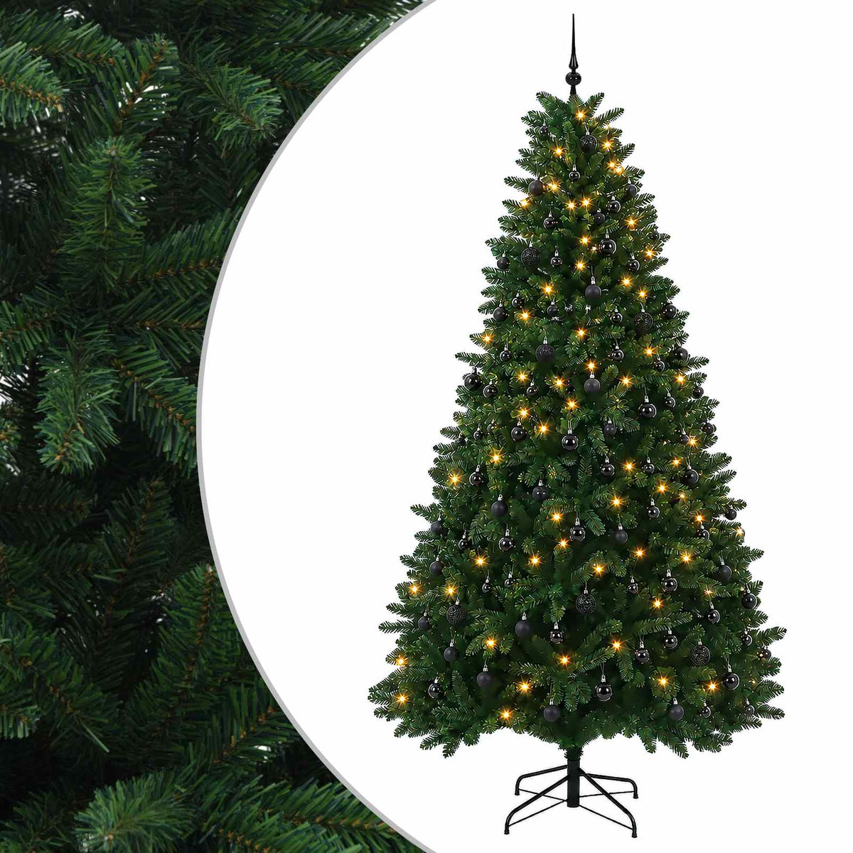Umjetno božićno drvce srednje zeleno s kuglicama 270 cm
