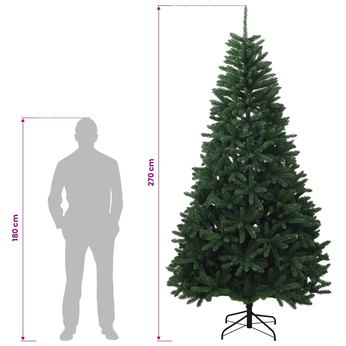 Umjetno božićno drvce srednje zeleno s kuglicama 270 cm