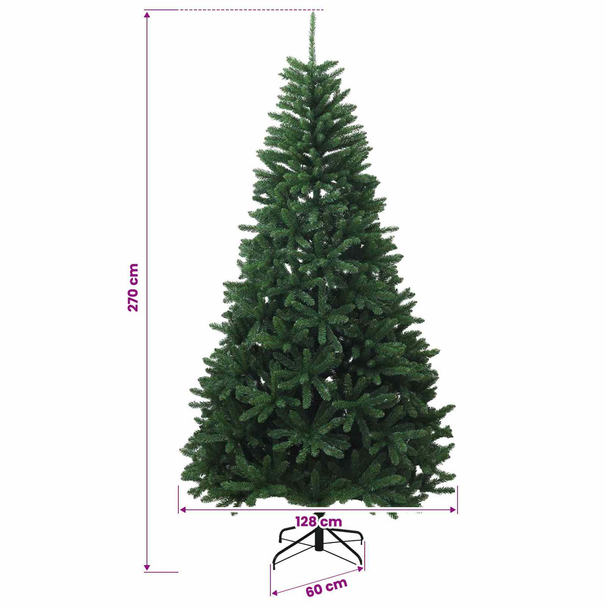 Umjetno božićno drvce srednje zeleno s kuglicama 270 cm
