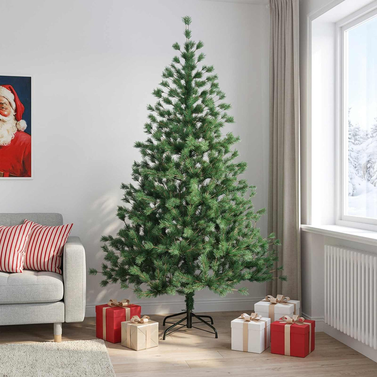 Umjetno božićno drvce s nogom 240 cm PVC i metal Zelena