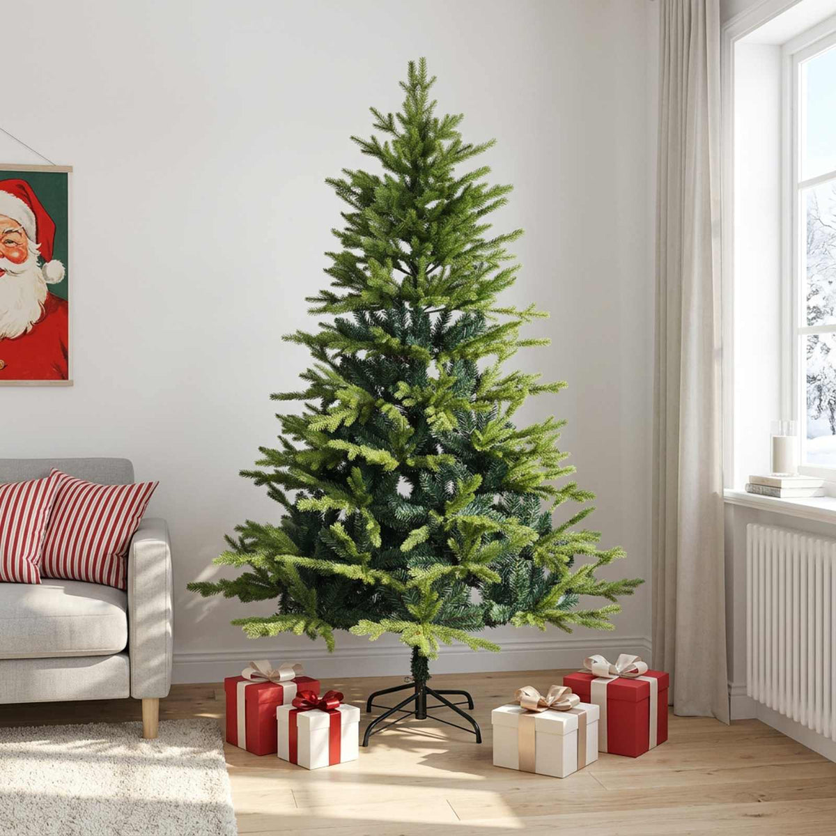 Umjetno božićno drvce s nogom 240 cm PVC i metal Zelena