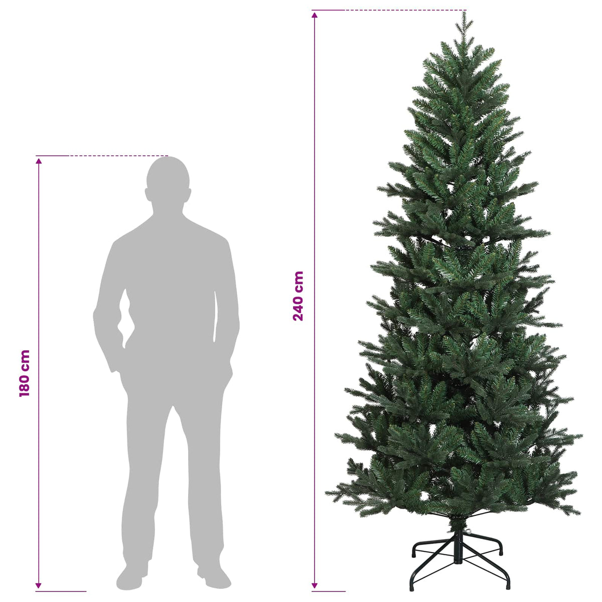 Umjetno božićno drvce s nogom 240 cm PVC i PE Zelena