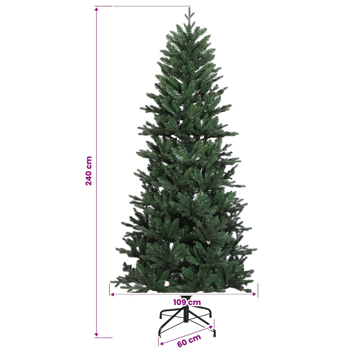 Umjetno božićno drvce s nogom 240 cm PVC i PE Zelena