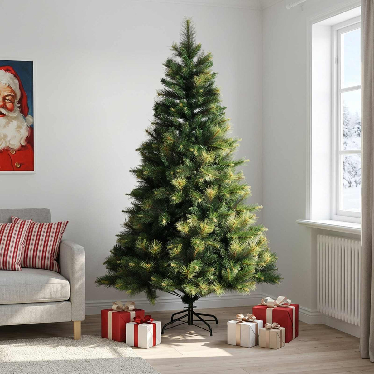 Umjetno božićno drvce s nogom 240 cm PVC i metal Zelena