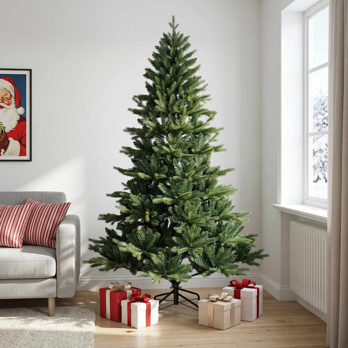 Umjetno božićno drvce s nogom 240 cm PVC i metal Zelena