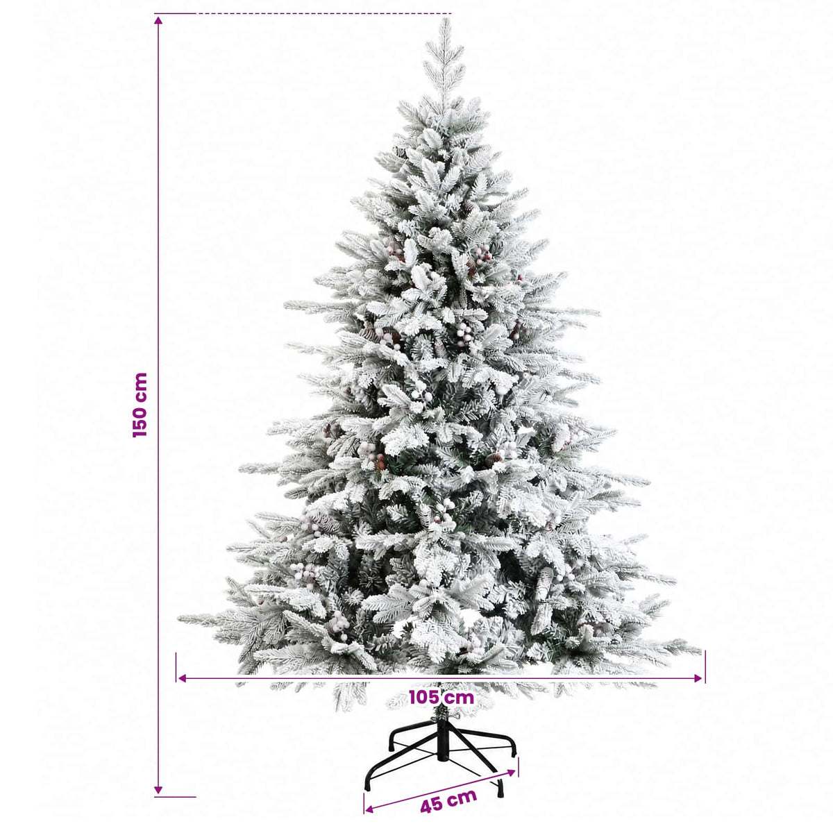 Umjetno božićno drvce s nogom 150 cm PVC i metal
