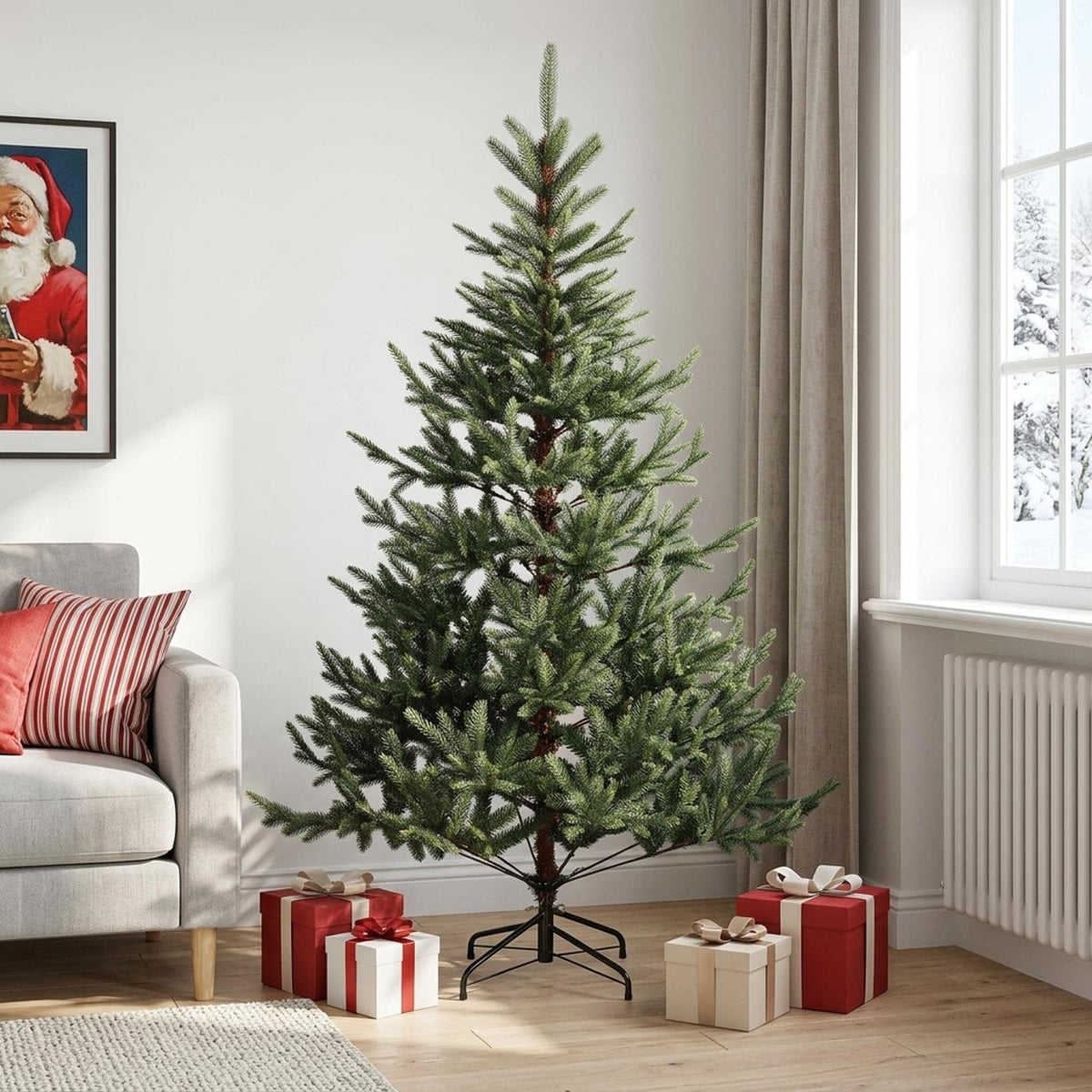 Umjetno božićno drvce s nogom 240 cm PVC i metal Zelena
