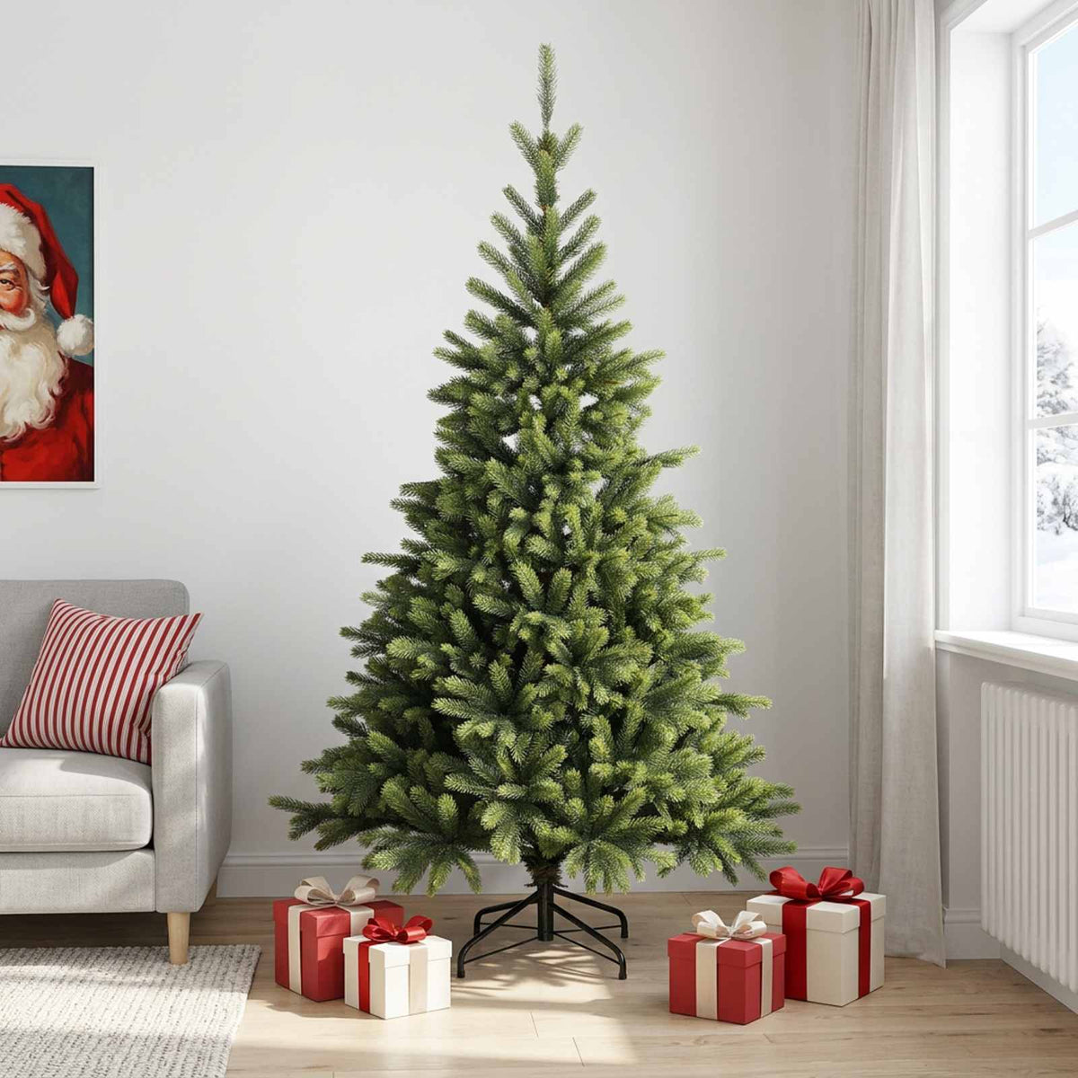 Umjetno božićno drvce s nogom 240 cm PVC i metal Zelena