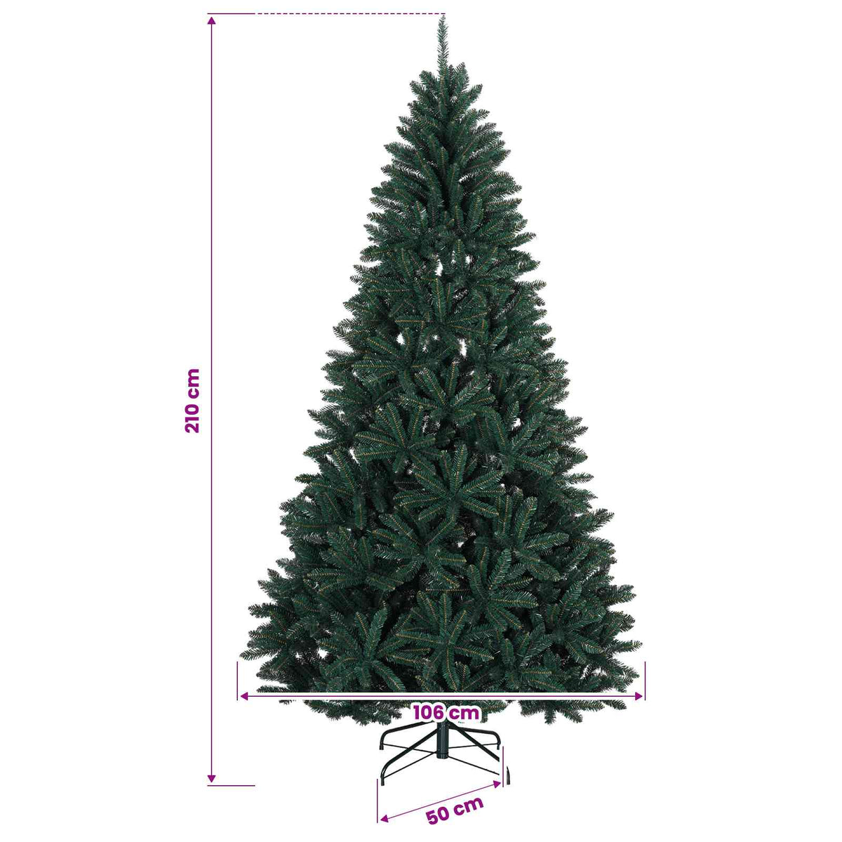 Umjetno božićno drvce s nogom 210 cm PVC Tamnozelena