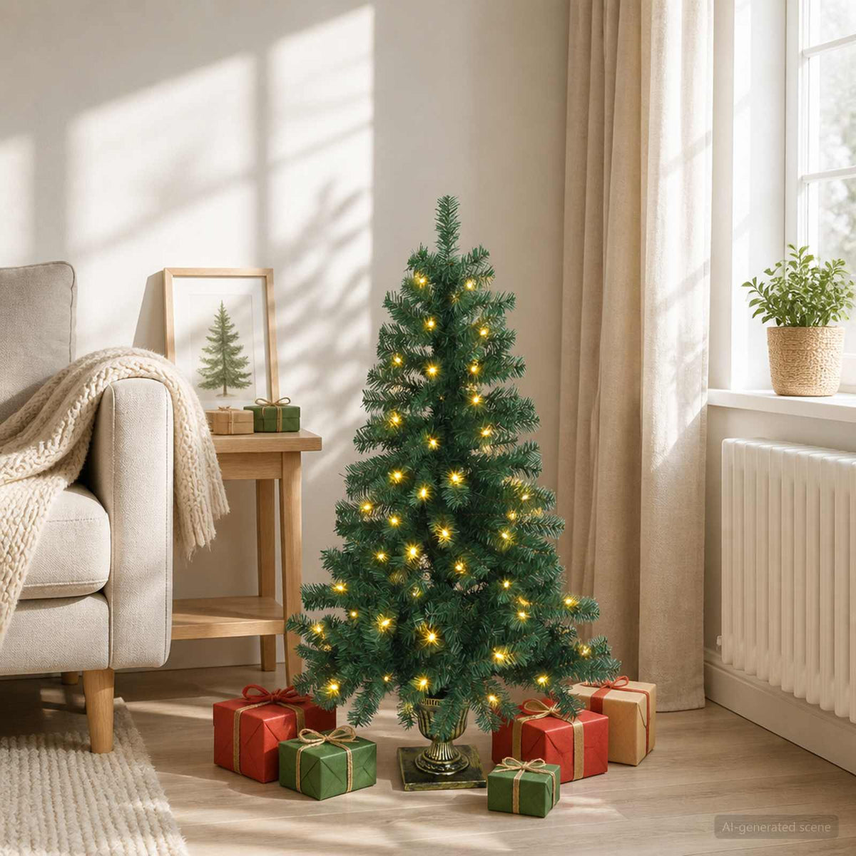 Mini božićno drvce 120 cm 100 LED lampica Topla bijela PVC