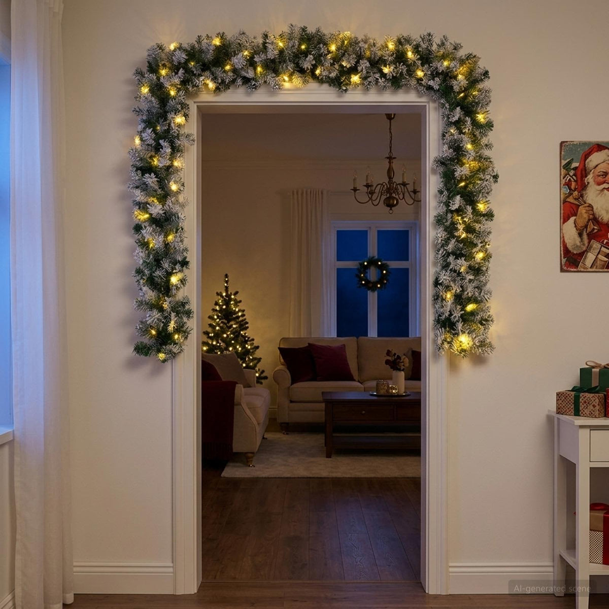 Božićni vijenci Zelena i bijela 270 cm PVC 50 LED lampica