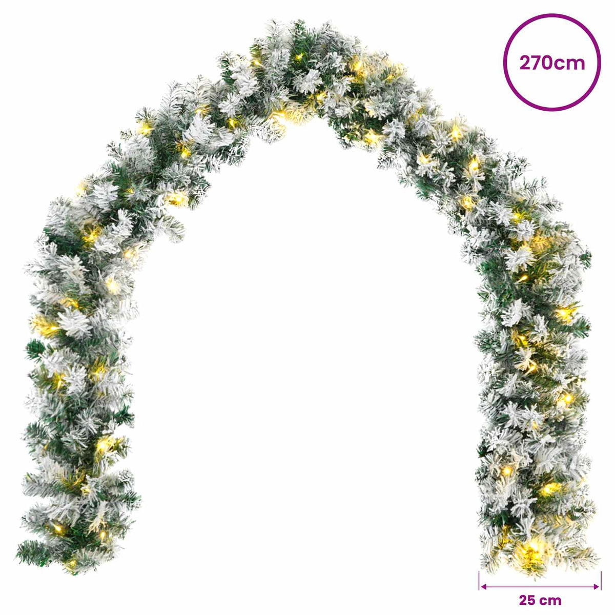 Božićni vijenci Zelena i bijela 270 cm PVC 50 LED lampica