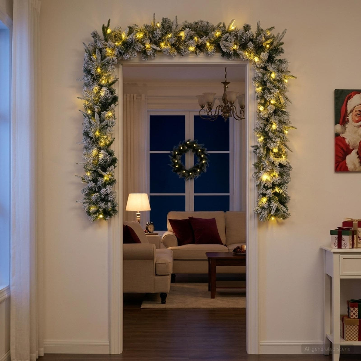 Božićni vijenci Zelena i bijela 270 cm PVC i PE 50 LED lampica