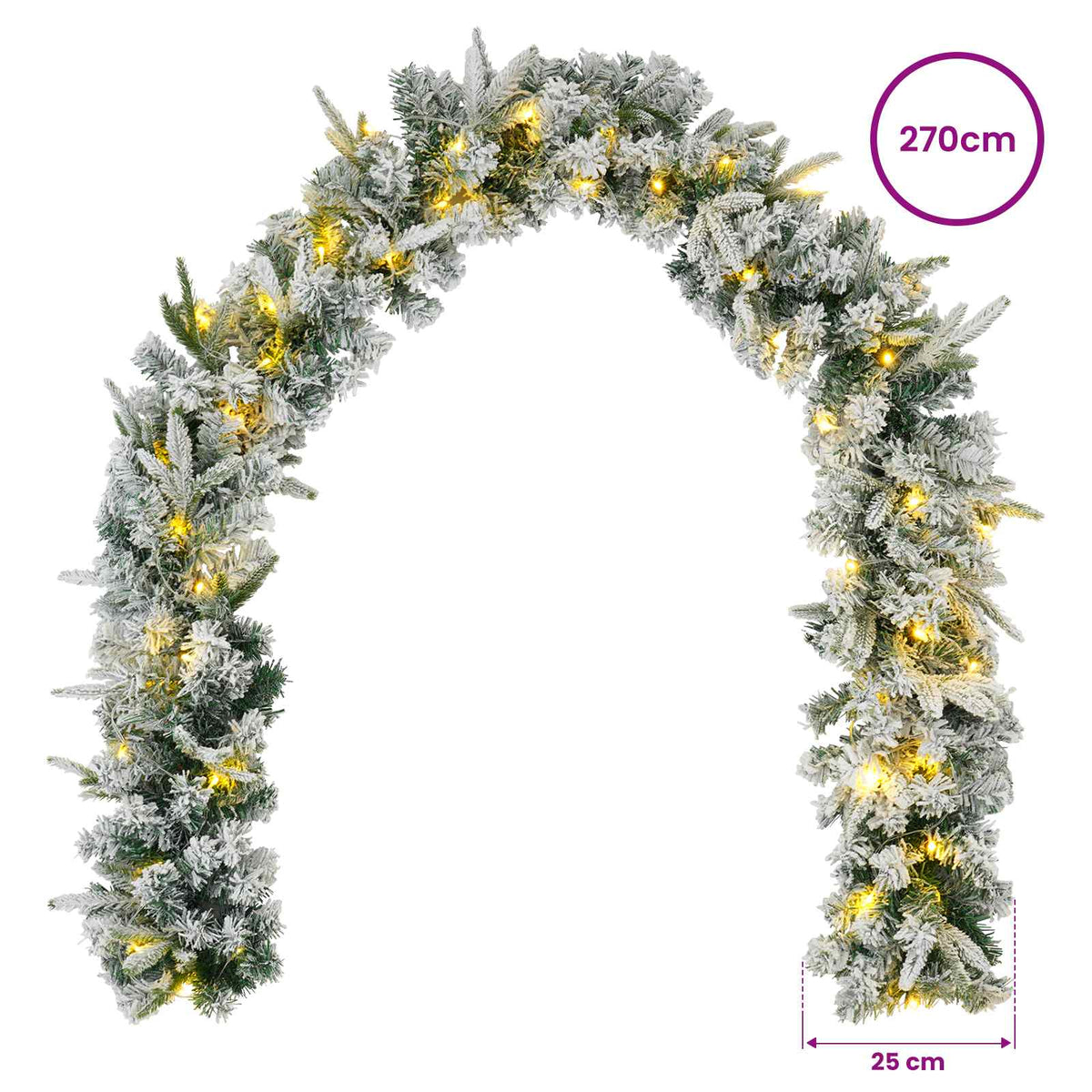 Božićni vijenci Zelena i bijela 270 cm PVC i PE 50 LED lampica