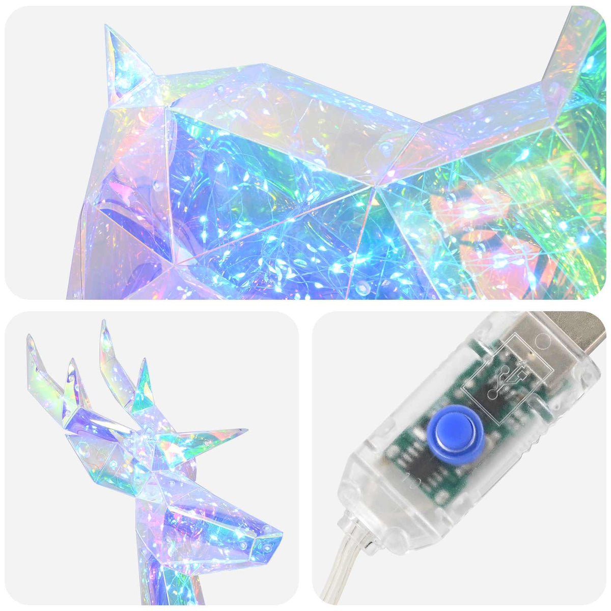 Prizmatični iridescentni LED sob Šareni 48 x 19 x 86 cm