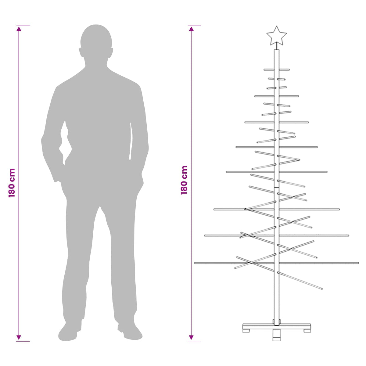 Drveno božićno drvce 180 cm Bambus i masivno borovo drvo