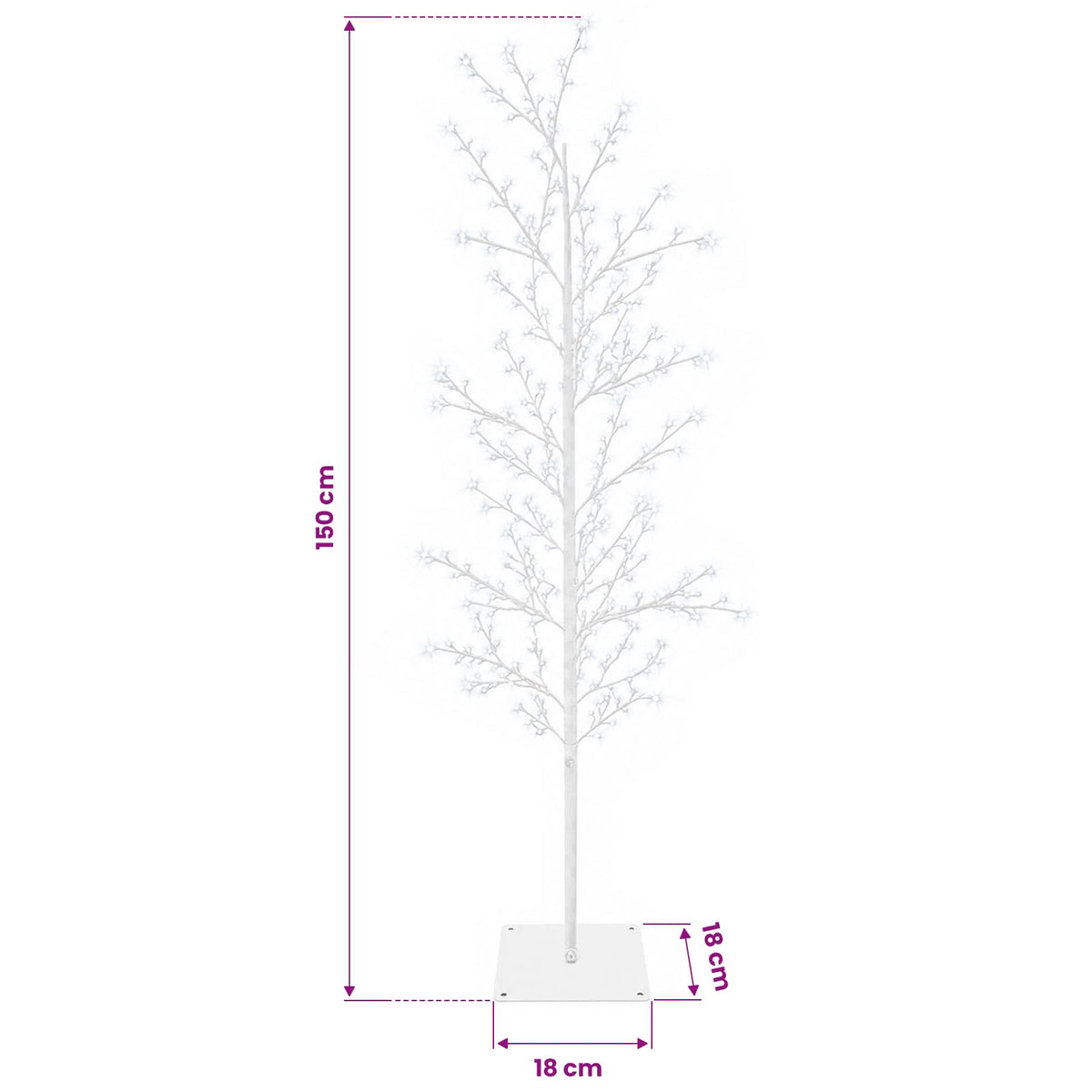 Božićno drvce s izgledom breze Bijela 150 cm Čelik