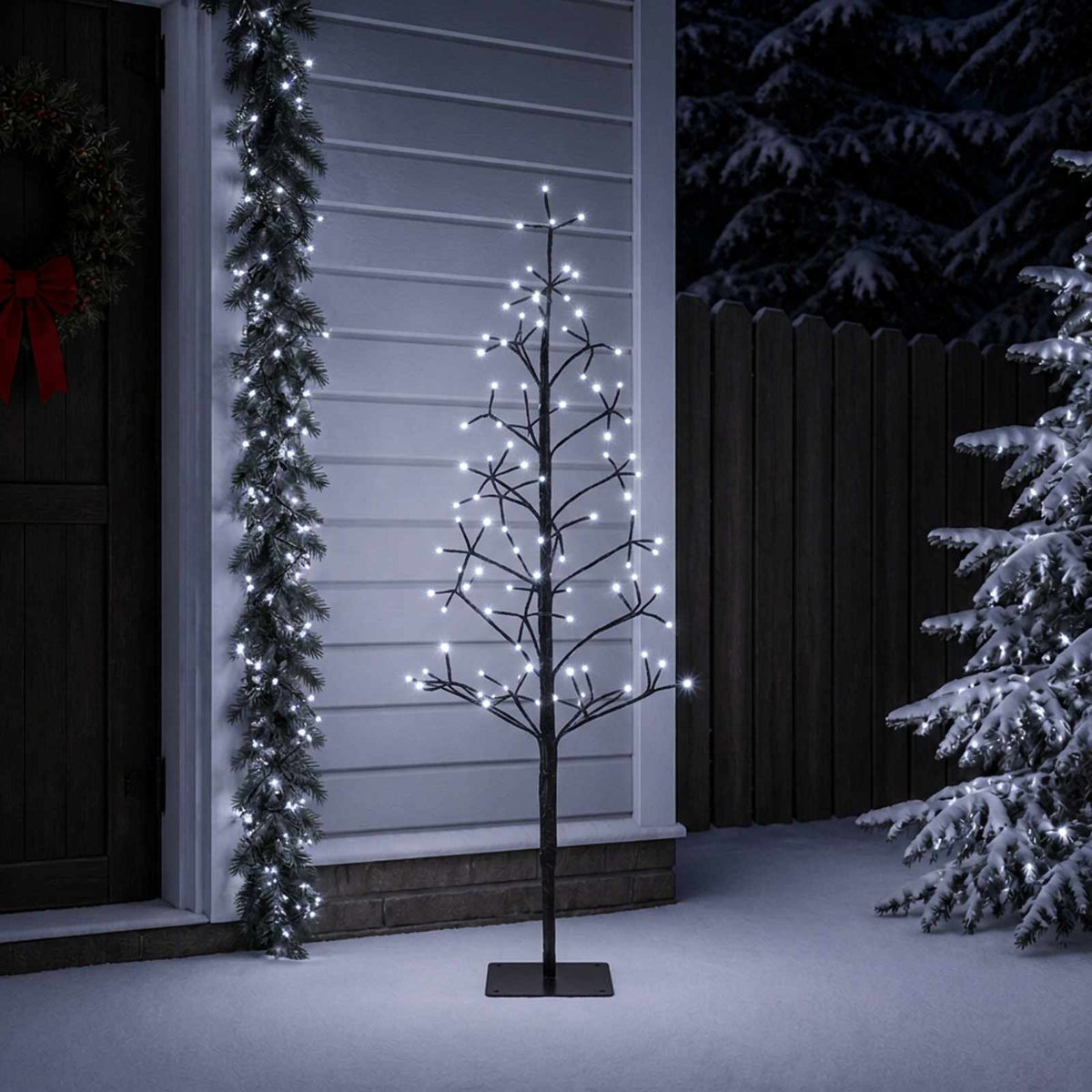 LED božićno drvce Bijela Čelik 196 LED lampica