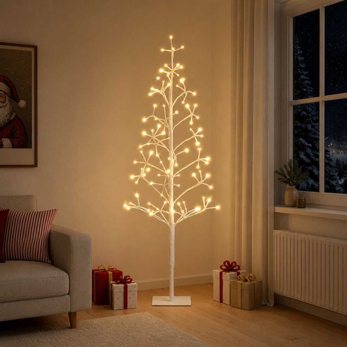 LED božićno drvce Bijela Čelik 196 LED lampica