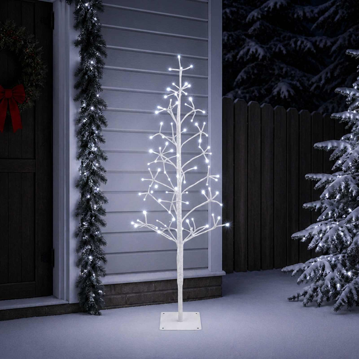 LED božićno drvce Bijela Čelik 196 LED lampica
