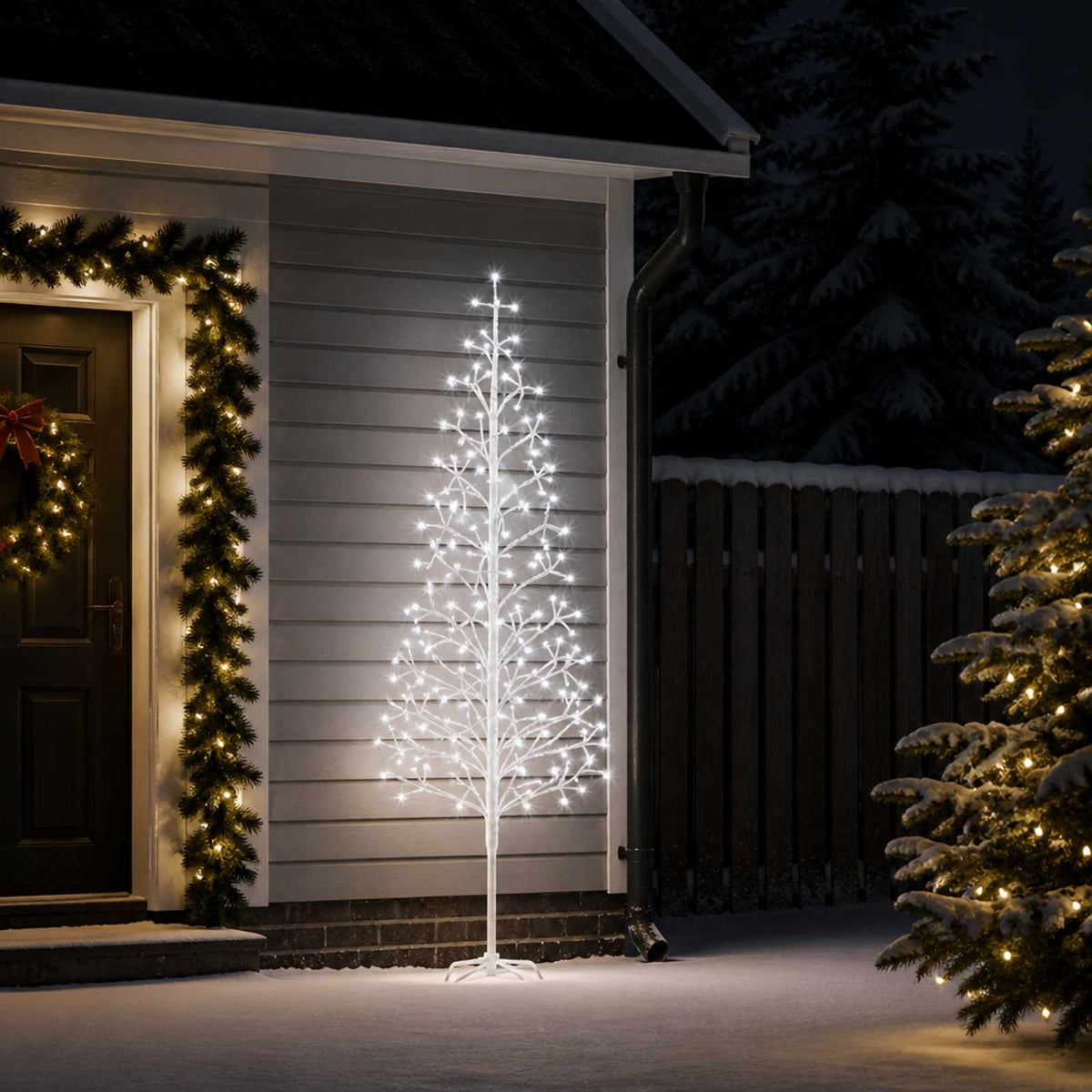 LED božićno drvce Bijela Čelik 196 LED lampica