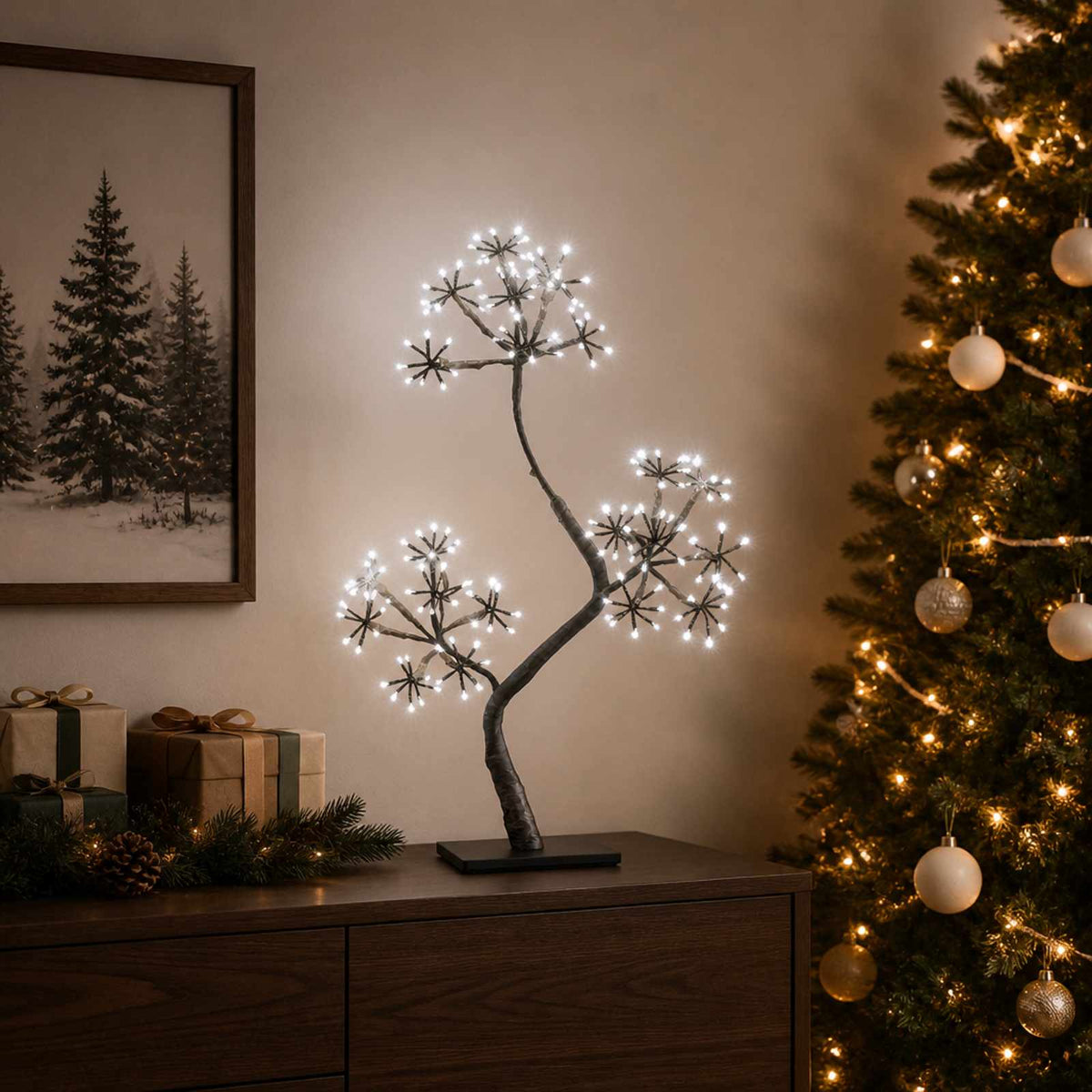 LED božićno drvce u obliku slova S 2 kom. Bijela