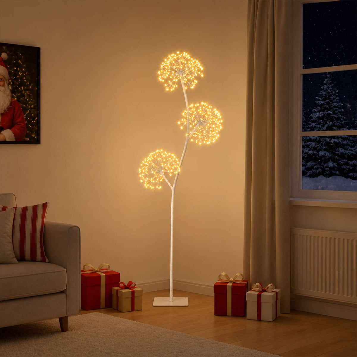 LED božićno drvce u obliku slova S 2 kom. Bijela