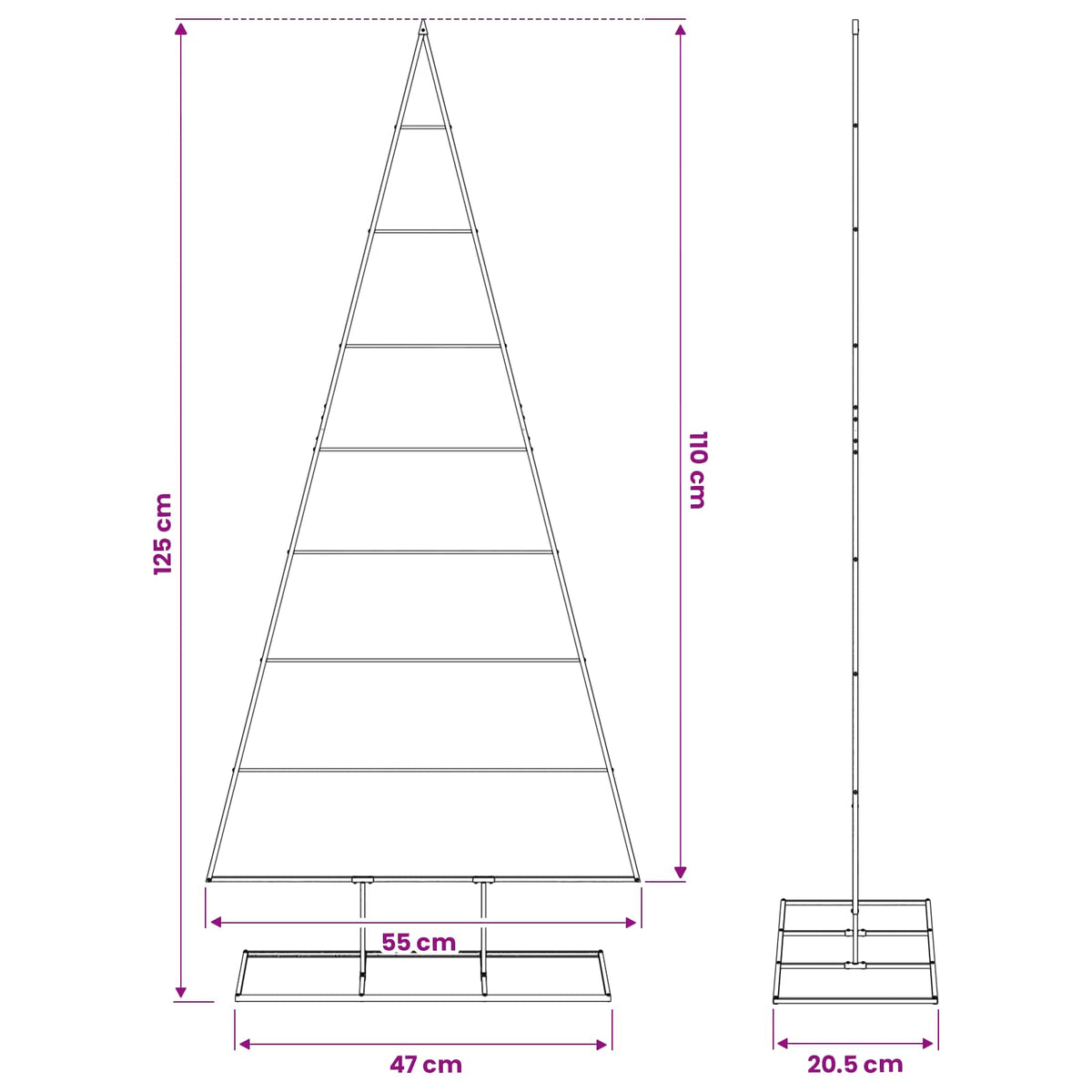 Metalna božićna jelka KUOPIO 125 cm Metal Crna