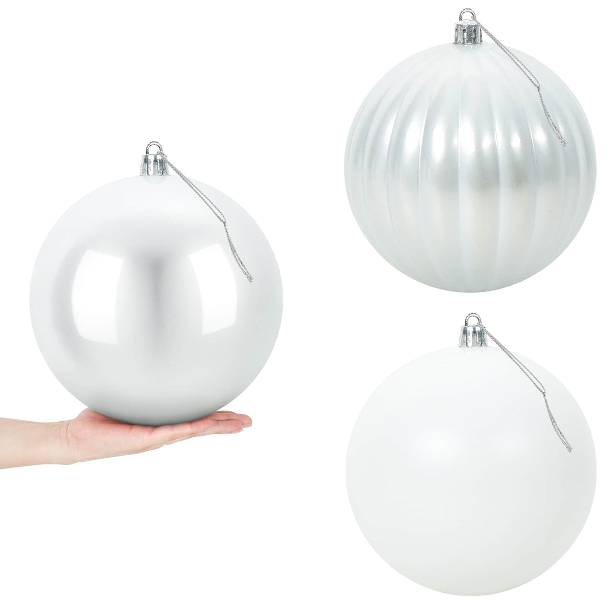 Set božićnih kuglica XXL 3 kom. Bijela Ø 25 cm Plastika