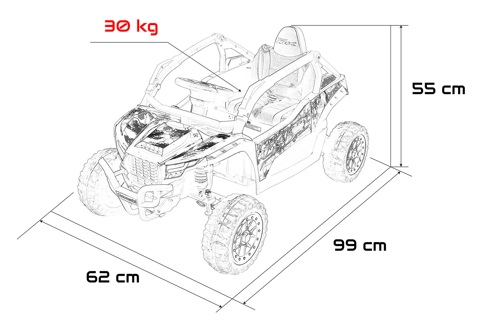 Licencirani buggy na akumulator Kawasaki TERYX KRX1000 4x4 - crno/zeleni