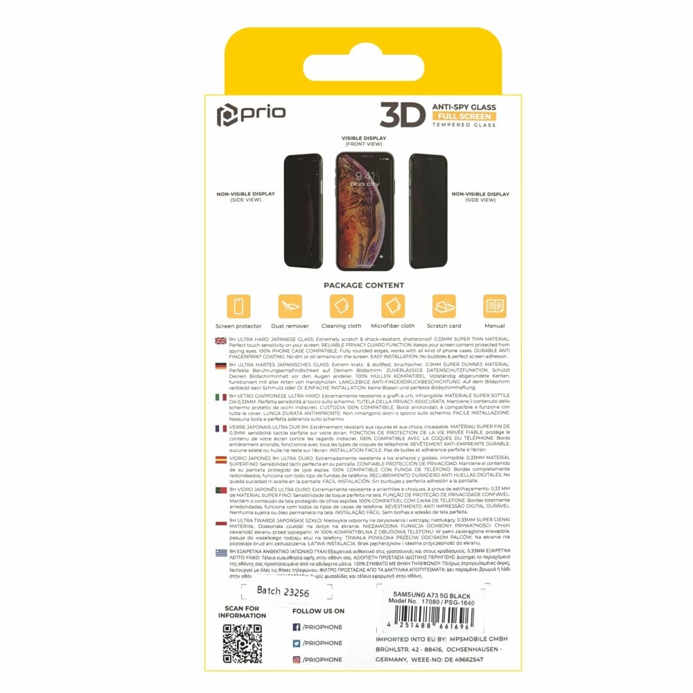 Prio 3D Anti-Spy kaljeno staklo za Samsung A73 5G crno