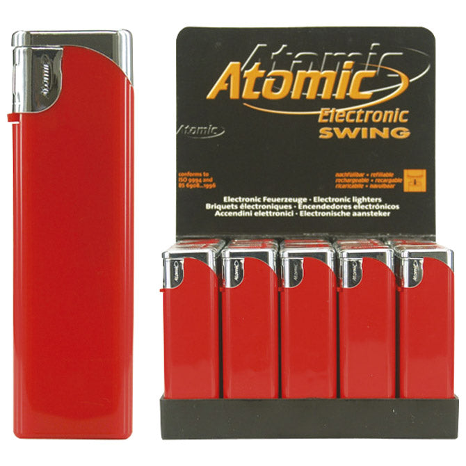 Upaljač elektronski sjajni atomic swing trober 3622400 crveno/srebrni