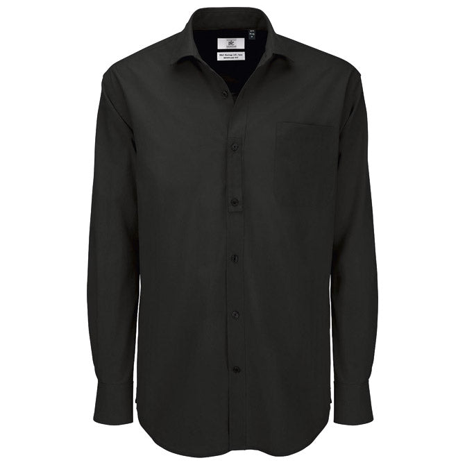 MOŠKA SRAJCA DOLGI ROKAVI B&C HERITAGE 125G ČRNA 2XL