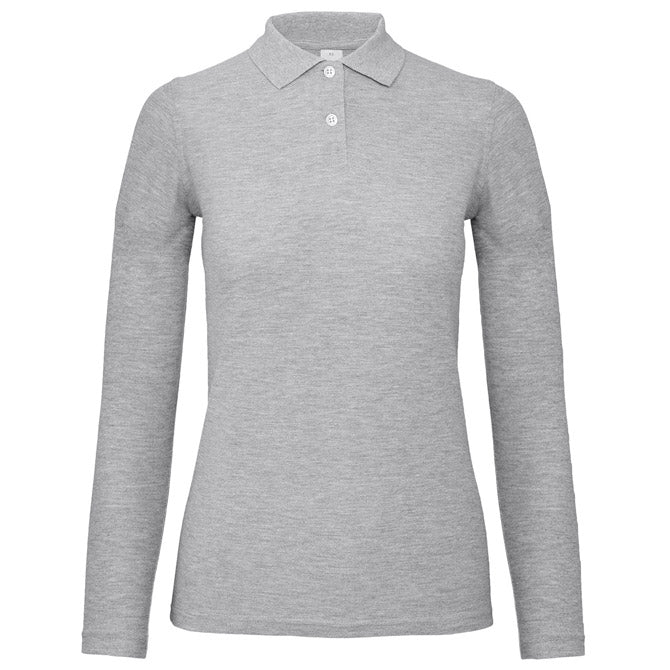 MAJICA DUGI RUKAVI POLO B&C ID.001 LSL/WOMEN 180G SVIJETLO SIVA S