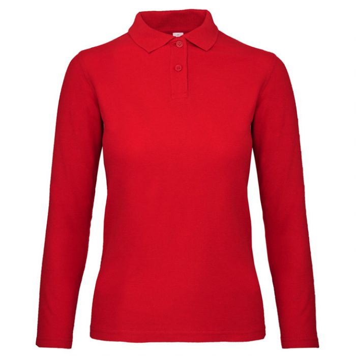 MAJICA DUGI RUKAVI POLO B&C ID.001 LSL/WOMEN 180G CRVENA 2XL