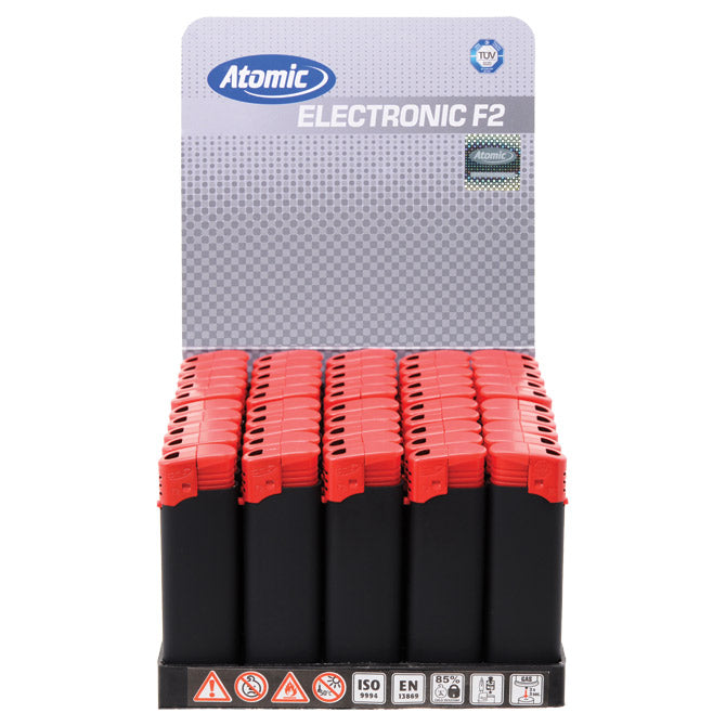 Upaljač elektronski gumirani mat atomic f2 rubber trober 3670301 crno/crveni