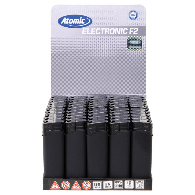 Upaljač elektronski gumirani mat atomic f2 rubber trober 3670303 crno/crni